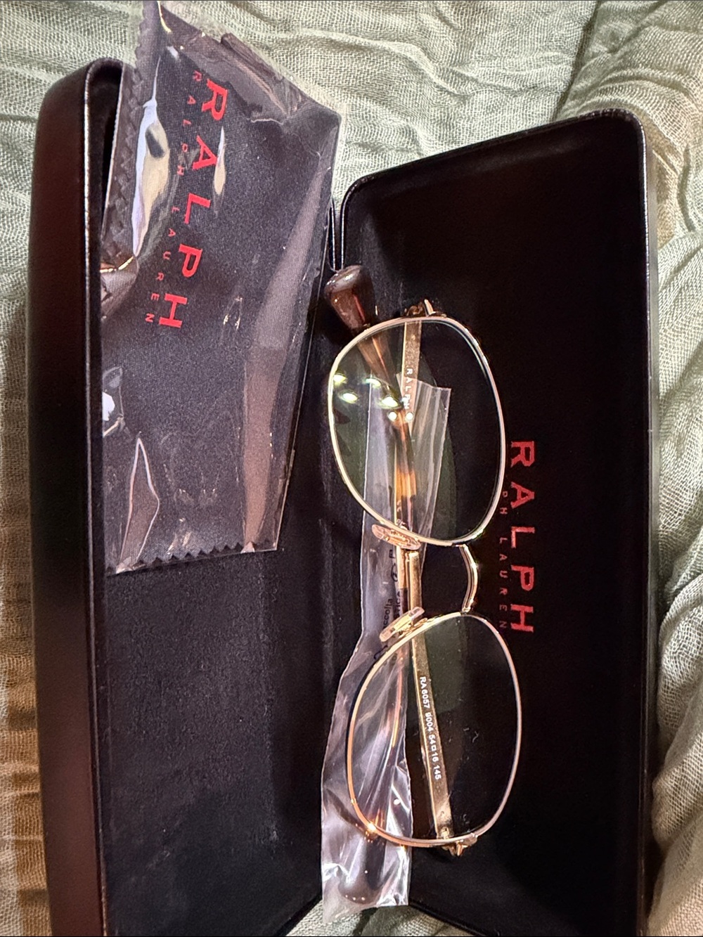 Ralph Lauren Men’s Gold Metal Round-Edge Eyeglasses with Tortoiseshell Temples
